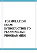       FORMULATION EXAM: INTRODUCTION TO PLANNING AND PROGRAMMING	