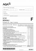 AQA GCSE BENGALI PAPER 1 QUESTION PAPER 2024 &lpar;8638&sol;LF&colon; Foundation Tier Listening&rpar;