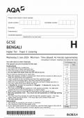 AQA GCSE BENGALI PAPER 1 QUESTION PAPER 2024 &lpar; 8638&sol;LH&colon; Higher Tier Listening&rpar;