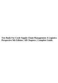 Test Bank For Coyle Supply Chain Management A Logistics Perspective 9th Edition | All Chapters | Complete Guide.