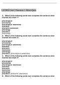 LETRS Unit 2 Session 1 Mini-Quiz
