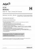 AQA GCSE BENGALI PAPER 1 QUESTION PAPER 2024 &lpar;8638&sol;LH&sol;T&colon; Higher Tier Listening Test Transcript&rpar;