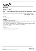A-level POLITICS Paper 2 Government and politics of the USA and comparative politics year 2022-23