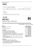 AQA GCSE BIOLOGY 8461/1H Paper 1 Higher Tier June 2022 Question Paper