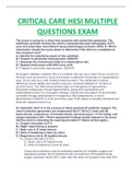 CRITICAL CARE HESI EXAM MULTIPLE QUESTIONS WITH EXPLANATIONS (2022/2023) SERIES COMPLETE GUIDE AND 100% GUARANTEED.