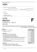 AQA GCSE BIOLOGY 8461/2F Paper 2 Foundation Tier June 2022 Question Paper