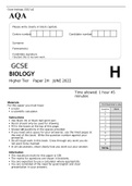 AQA GCSE BIOLOGY 8461/2H Paper 2 Higher Tier June 2022 Question Paper