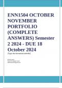 ENN1504 OCTOBER NOVEMBER PORTFOLIO &lpar;COMPLETE ANSWERS&rpar; Semester 2 2024 - DUE 18 October 2024&semi; 100&percnt; TRUSTED Complete&comma; trusted solutions and explanations&period; Ensure your success with us&period;&period;&period; 