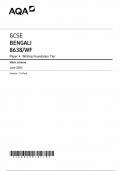 AQA GCSE BENGALI PAPER 4 MARK SCHEME 2024 &lpar;8638&sol;WF&colon; Writing Foundation Tier&rpar;