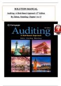 Solution Manual - Auditing&colon; A Risk Based-Approach 12th Edition by Zehms & Rittenberg&comma; All 15 Chapters Covered&comma; Verified Latest Edition