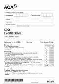 AQA GCSE ENGINEERING QUESTION PAPER 2024 &lpar;8852&sol;W&colon; Written Paper&rpar;