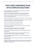 DOD CYBER AWARENESS EXAM WITH COMPLETE SOLUTIONS | 2023/2024 SOLUTIONS