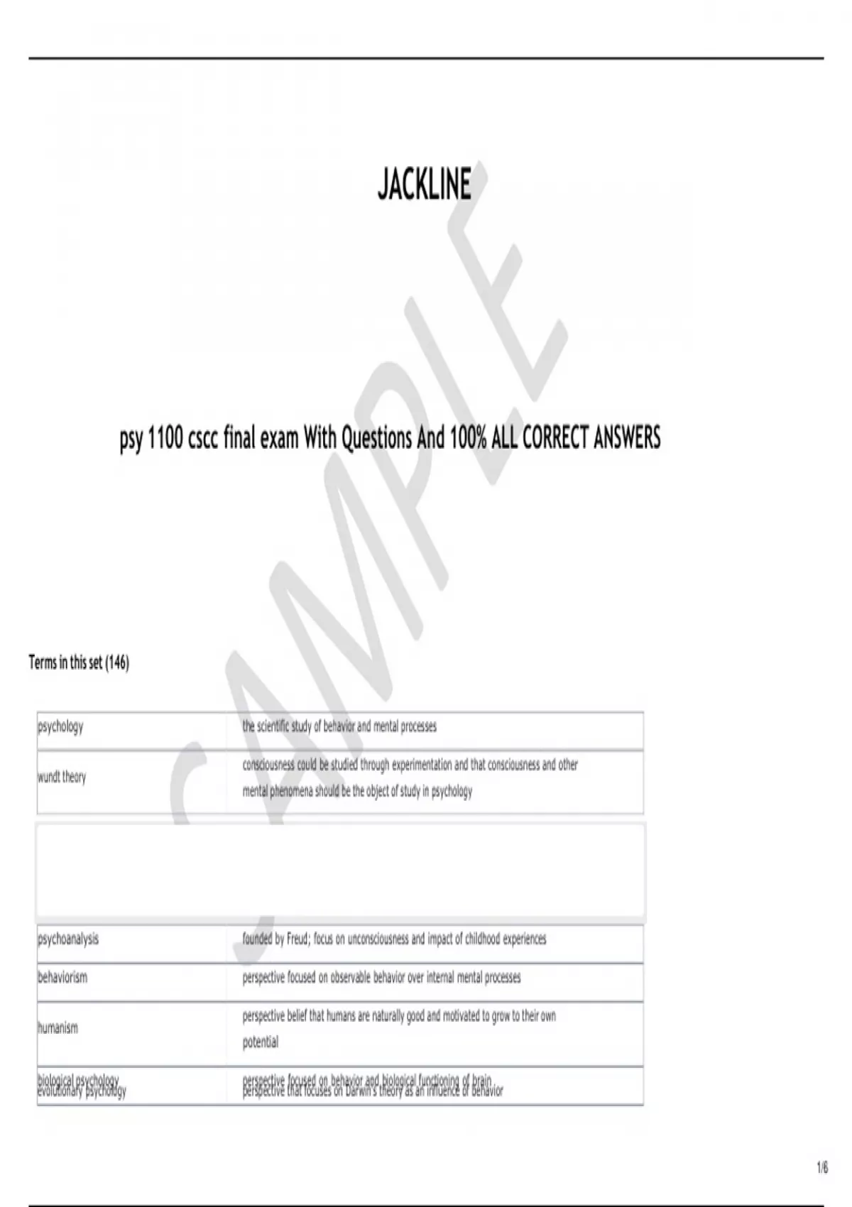 psy 1100 cscc final exam With Questions And 100% ALL CORRECT ANSWERS ...