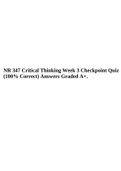 NR 347 Critical Thinking Week 3 Checkpoint Quiz &lpar;100&percnt; Correct&rpar; Answers Graded A&plus;&period;