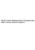 NR 347 Critical Thinking Week 3 Checkpoint Quiz (100% Correct) Answers Graded A+.