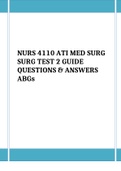 NURS 4110 ATI MED SURG SURG TEST 2 GUIDE QUESTIONS & ANSWERS ABGs