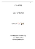 Summary of the Law of Delict textbook for PVL3703