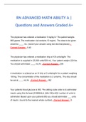 RN ADVANCED MATH ABILITY A | Questions and Answers Graded A+