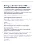 Management and Leadership HESI  Practice Questions and Answers
