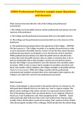 COKO Professional Practice sample exam Questions and Answers