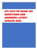 ATI VATI PN 2023 EXAM 180  QUESTIONS AND  ANSWERS LATEST  UPDATE 2023