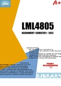 LML4805 Assignment 1 Semester 1 2023 (235210)