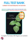 Test Bank For Current Psychotherapies 11th Edition By Danny Wedding&semi; Raymond J&period; Corsini 9781305865754 Chapter 1-16 Complete Guide &period;