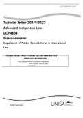    Tutorial letter 201/1/2023 Advanced Indigenous Law LCP4804 Super-semester Department of Public, Constitutional & International Law  