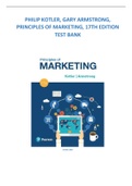 PHILIP KOTLER, GARY ARMSTRONG, PRINCIPLES OF MARKETING, 17TH EDITION TEST BANK ALL CHAPTERS.