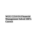 WGU C214 OA&colon; Financial Management &lpar;Questions and Answers Solved 100&percnt;&rpar;