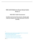NSG 6020 Week 5 midterm Study guide, NSG 6020 Health Assessment, South University, Savannah, (Verified and Correct Documents, Already highly rated by students)