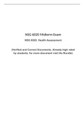 NSG 6020 Midterm Exam (Version 2), NSG 6020 Health Assessment, South University, Savannah, (Verified and Correct Documents, Already highly rated by students)