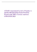 ATI RN Assessment Level 1&colon; Practice A and B &lpar;100 Questions Each Word by Word&rpar; with 100&percnt; Correct Answers UPDATED 2023