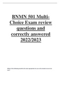 BNMN 501 Multi-Choice Exam review questions and correctly answered 2022/2023