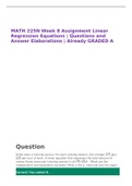 MATH 225N Week 8 Assignment Linear Regression Equations &vert; Questions and Answer Elaborations &vert; Already GRADED A