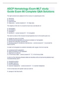 ASCP Hematology Exam-MLT study Guide Exam 66 Complete Q&A Solutions