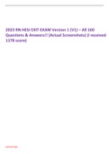 2023 RN HESI EXIT EXAM Version 1 (V1) – All 160 Questions & Answers!! (Actual Screenshots) (I received 1178 score)
