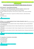 HESI A2 MODULE SECTION IV SCIENCE BIOLOGY AND CHEMISTRY QUESTIONS AND CORRECT ANSWERS|100% VERIFIED.