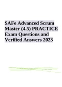 SAFe Advanced Scrum Master (4.5) PRACTICE Exam Questions and Verified Answers 2023