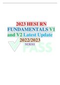 HESI RN FUNDAMENTALS V1 and V2 Latest Update 2022&sol;2023