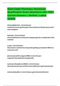 Giant Eagle Pharmacy Technician Qualification Exam Questions with 100&percnt; Correct Answers &vert; Verified &vert; Latest Update