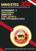 MNG3702 Assignment 2 (Solutions) Semester 1 (2023) Detailed Answer provided! 