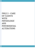 PNLE 3 – CARE OF CLIENTS WITH PHYSIOLOGIC AND PSYCHOSOCIAL ALTERATIONS