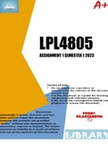 LPL4805 ASSIGNMENT 1 SEMESTER 1 2023