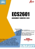 ECS2601 ASSIGNMENT 1 SEMESTER 1 2023