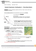 Student Exploration: Earthquakes 1 – Recording Station & Student Exploration: Earthquakes 2 – Determination of Epicenter GeologicalProcessesActivity3Earthquakes Gizmos
