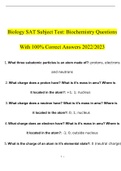 Biology SAT Subject Test&colon; Biochemistry 2022 Guide with complete solution
