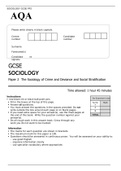 AQA GCSE SOCIOLOGY Paper 2 June 2022 OFFICIAL QUESTION PAPER>The Sociology of Crime and Deviance and Social Stratification