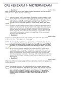 CRJ 435 EXAM 1- MIDTERM EXAM QUESTIONS AND ANSWERS
