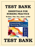 Test Bank For Essentials for Nursing Practice, 9th Edition by Patricia A. Potter, Perry, Stockert, and Hall  This is a Test Bank (Possible Examinable, study questions and complete Answers) to help you prepare for the tests. Essentials for Nursing Practice
